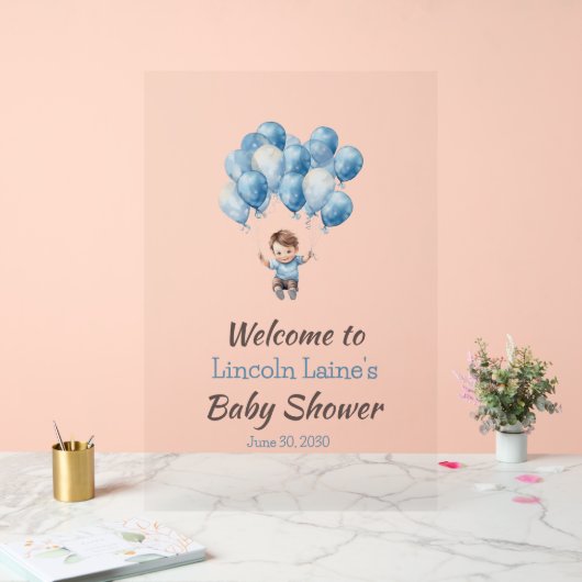 ウェルカム男の赤ちゃんシャワー風船 アクリルサイン (ウェディング)