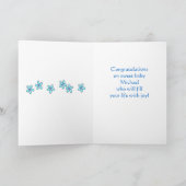 ウェルカム男の赤ちゃん名パーソナライズされたブルー乳母車 カード (内部)