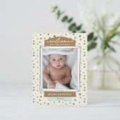 ウェルカム男の赤ちゃん誕生発表ブルースター 案内ポストカード (スタンド正面)