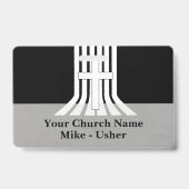 ウェルカム白黒クリスチャンチャーチアッシャー バッジ (正面)