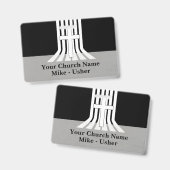 ウェルカム白黒クリスチャンチャーチアッシャー バッジ (正面&裏面)