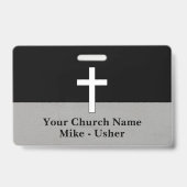 ウェルカム白黒クリスチャンチャーチアッシャー バッジ (裏面)