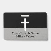 ウェルカム白黒クリスチャンチャーチアッシャー バッジ (正面)