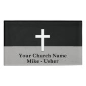 ウェルカム白黒クリスチャンチャーチアッシャー 名札 (正面)