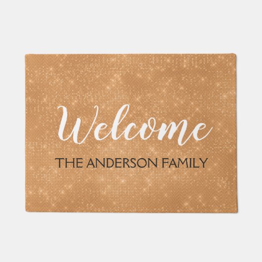 ウェルカム秋オータムオレンジファミリー名 ドアマット (正面)