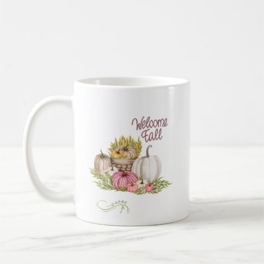 ウェルカム秋カボチャ花 コーヒーマグカップ (左)