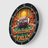 ウェルカム秋サッカー ラージ壁時計 (傾斜)