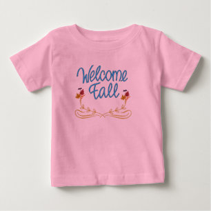 ウェルカム秋ピンク ベビーTシャツ