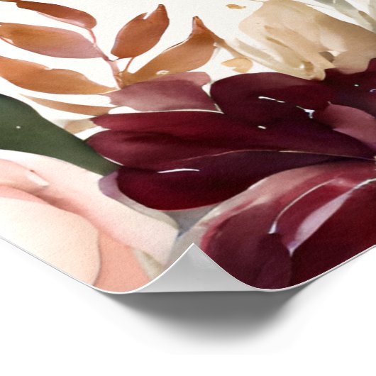 ウェルカム秋ホワイトパンプキンフローラブライダルシャワー ポスター (角)