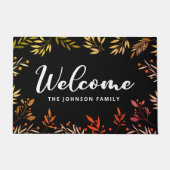 ウェルカム紅葉パーソナライズされたファミリ名 ドアマット (正面)