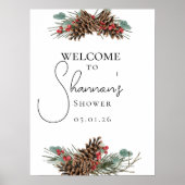 ウェルカム素朴サイン – クリスマスブライダルシャワー ポスター (正面)