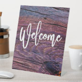 ウェルカム素朴パープルウッドヴィンテージ 台座サイン (インサイチュ)