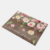 ウェルカム素朴春ピンク牡丹フローラ ドアマット (アングル)