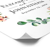 ウェルカム結婚のサインフローラ緑のリース ポスター (角)