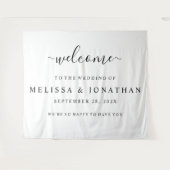 ウェルカム結婚のサインブラック金ゴールドタペストリー タペストリー (正面(横))