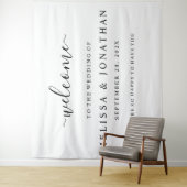 ウェルカム結婚のサインブラック金ゴールドタペストリー タペストリー (インサイチュ)