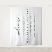 ウェルカム結婚のサインブラック金ゴールドタペストリー タペストリー (正面)