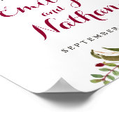 ウェルカム結婚のサインブルゴーニュ赤フローラ秋 ポスター (角)