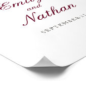 ウェルカム結婚のサインレッドブルゴーニュフローラ ポスター (角)