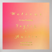 ウェルカム結婚のサイン実在サンセットグラデーション金箔 箔ポスター (正面)