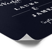 ウェルカム結婚のサイン海軍の植物花 ポスター (角)