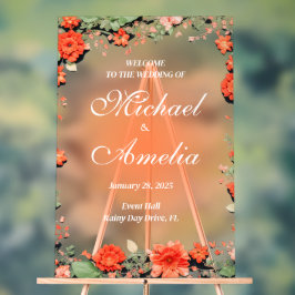 ウェルカム結婚のサンセットオイタリアンレンジフローラ アクリルサイン