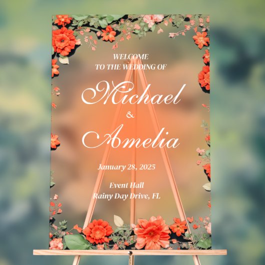 ウェルカム結婚のサンセットオイタリアンレンジフローラ アクリルサイン (ニュートラル)