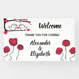 ウェルカム結婚のバナーラブバード 横断幕
