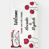 ウェルカム結婚のバナーラブバード 横断幕 (縦)