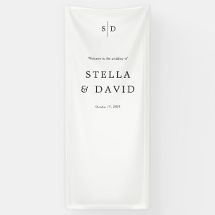 ウェルカム結婚のモノグラムビニールバナー 横断幕