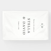 ウェルカム結婚のモノグラムビニールバナー 横断幕 (横)