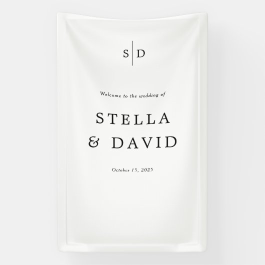 ウェルカム結婚のモノグラムビニールバナー 横断幕 (縦)