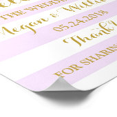 ウェルカム結婚の紫色のストライプ金ゴールド紙吹雪 ポスター (角)