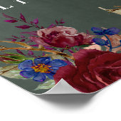 ウェルカム結婚サインBurgundy Blueフローラの作成 ポスター (角)