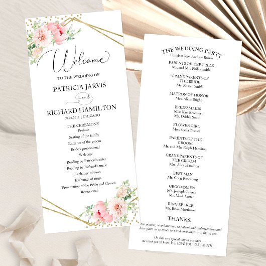 ウェルカム結婚・セレモニー・プログラムフローラ4 x 9 プログラム