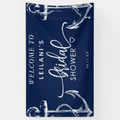 ウェルカム航海のいかりブライダルシャワーネイビー 横断幕 (縦)