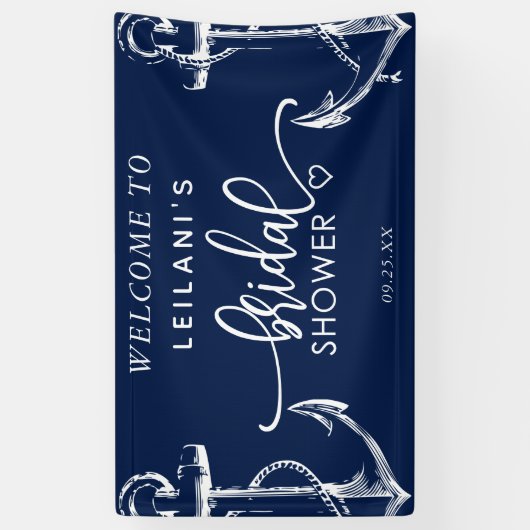 ウェルカム航海のいかりブライダルシャワーネイビー 横断幕 (縦)