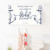 ウェルカム航海のいかりブライダルシャワーホワイト 横断幕 (インサイチュ)