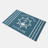 ウェルカム航海のキャプテンボートいかりマリンブルー ドアマット (アングル)