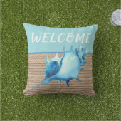 ウェルカム航海のシェルブルーカニの水のカラーロープ アウトドアクッション (芝生)