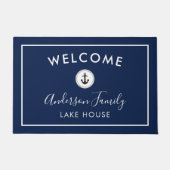 ウェルカム航海のダークブルーファミリーレイクハウス ドアマット (正面)