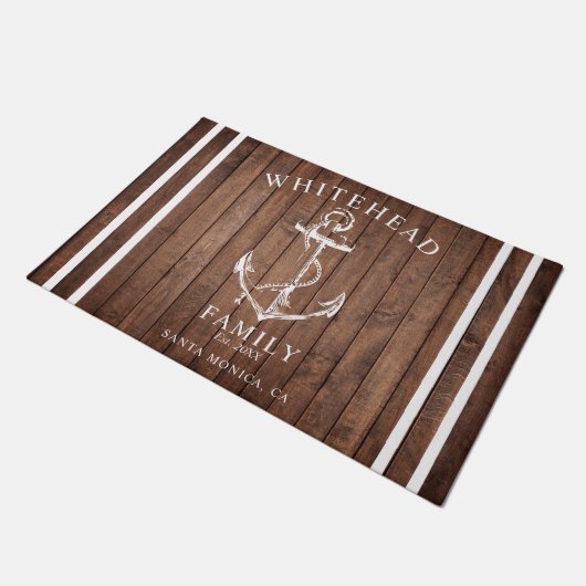 ウェルカム航海のファミリーネームいかりブラウンウッド ドアマット (アングル)