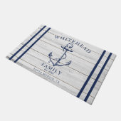 ウェルカム航海のファミリーネームいかりホワイトウッド ドアマット (アングル)