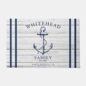 ウェルカム航海のファミリーネームいかりホワイトウッド ドアマット (正面)