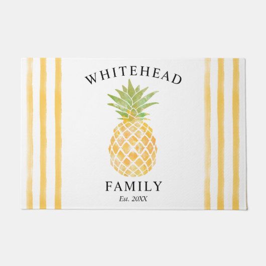 ウェルカム航海のファミリ名いかりホワイト ドアマット (正面)