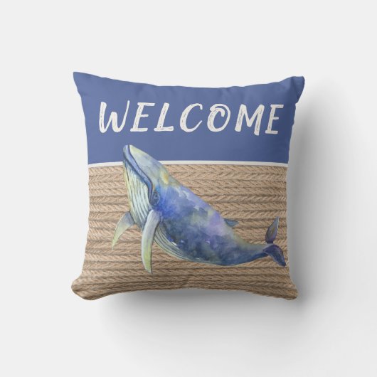 ウェルカム航海のブルーホエールロープ アウトドアクッション (正面)