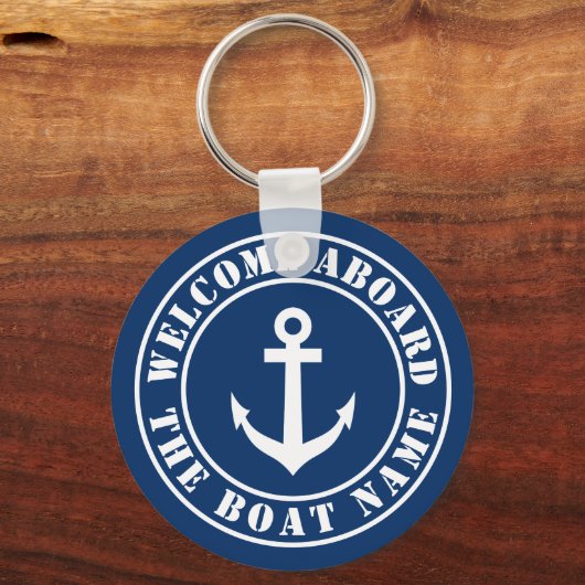 ウェルカム船カスタム船の名前の航海のいかり キーホルダー (正面)