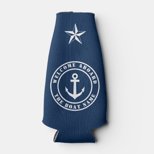ウェルカム船カスタム船の名前の航海のいかり ボトルクーラー (正面)
