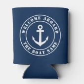 ウェルカム船カスタム船の名前の航海のいかり 缶クーラー (裏面)