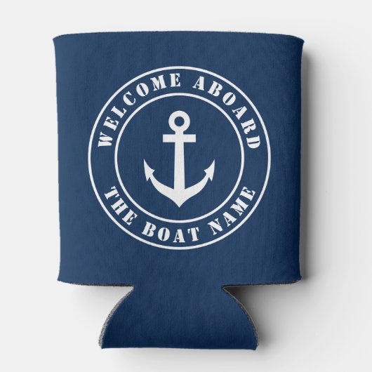 ウェルカム船カスタム船の名前の航海のいかり 缶クーラー (裏面)